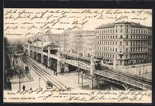 AK Berlin-Schöneberg, Hochbahn-Bahnhof Bülowstr., Strassenbahn