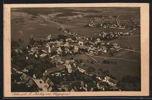 AK Stetten a. k. M., Heuberg vom Flugzeug aus