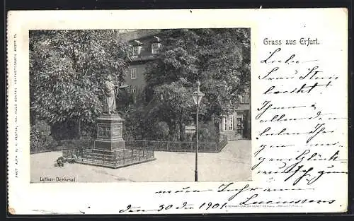 AK Erfurt, Luther-Denkmal, Strassenpartie