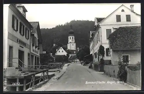 AK Anger /Stmk., Seilerei A. Derler und die Kirche