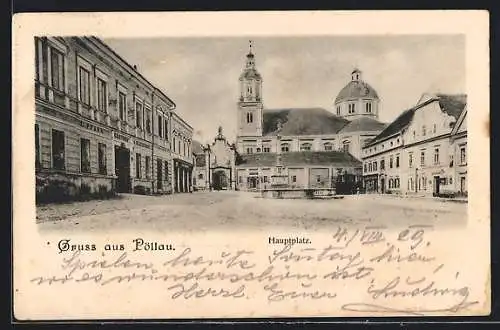 AK Pöllau, Gasthof & Bäckerei L. Pfann am Hauptplatz