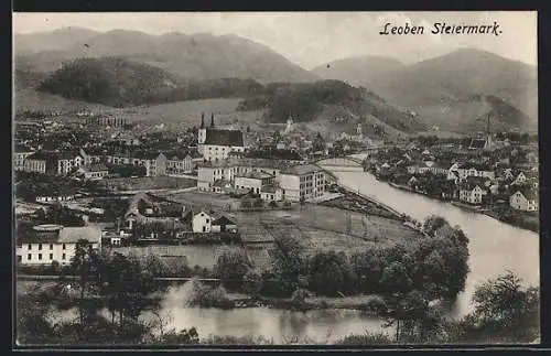 AK Leoben, Blick auf den Ort vom Berg aus