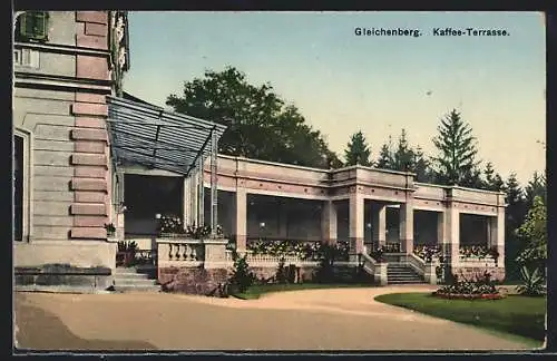 AK Gleichenberg, Cafeterrasse im Sonnenschein