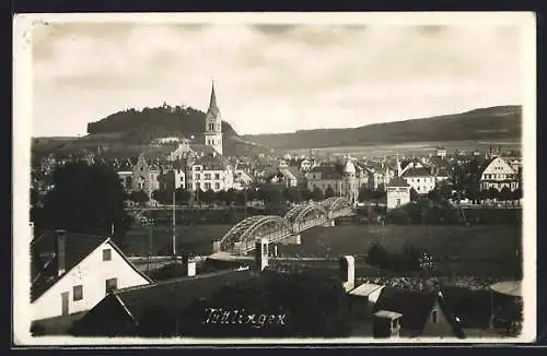 AK Tuttlingen, Teilansicht mit Kirche und Brücke