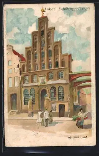 Künstler-AK Lübeck, Haus der Schiffergesellschaft