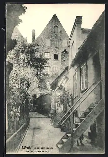 AK Lübeck, Haus in der Gr. Burgstrasse 41, Käselaus-Gang