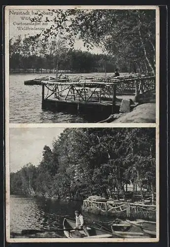 AK Neustadt bei Coburg, Gasthaus Wildenheid, Gartenanlagen am Waldfriedensee