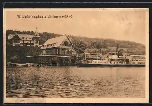 AK Krumpendorf am Wörthersee, Militärschwimmschule, Dampfer