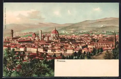 Künstler-AK Firenze, Generalansicht der Stadt mit dem Dom