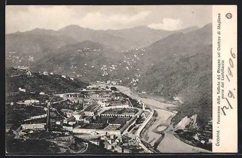 AK Genova, Panorama della Vallate del Bisagno col Cimitero di Staglieno preso dal Castellaccio