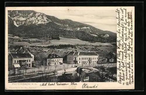 AK Payerbach /N. Oe., Hotel Leberl und Umgebung aus der Vogelschau