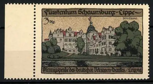 Reklamemarke Bückeburg, Fürstentum Schaumburg-Lippe, Pfennigspende des Deutschen Veteranen-Dankes Leipzig