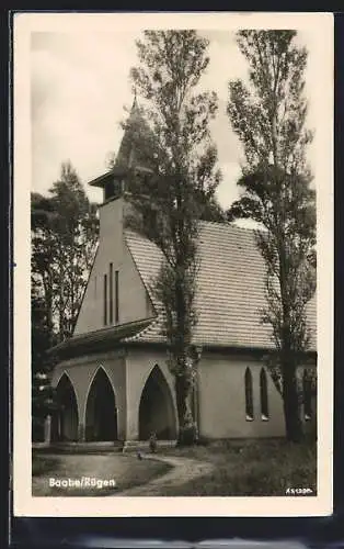 AK Baabe /Rügen, Partie an der Kirche