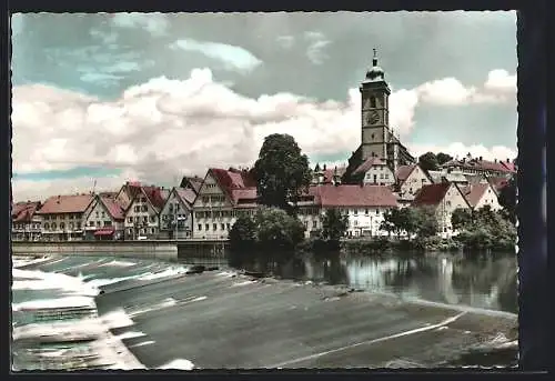 AK Nürtingen /Neckar, Ortsansicht mit Wehr