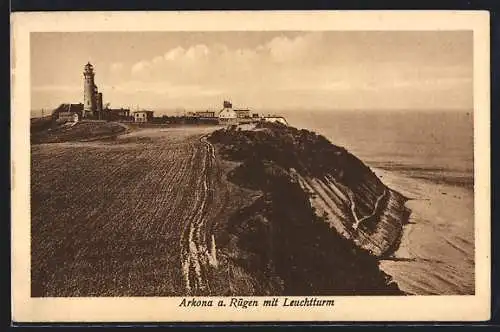 AK Arkona / Rügen, Blick auf Hochufer und Leuchtturm