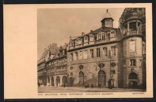 AK Frankfurt a. M., Salzhaus, Haus Wanebach und Goldener Schwan