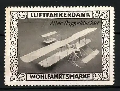 Reklamemarke Alter Doppeldecker, Wohlfahrtsmarke Luftfahrerdank