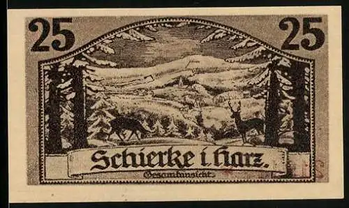 Notgeld Schierke i. Harz 1921, 25 Pfennig, Goethe, Faust und Mephisto, Gesamtansicht