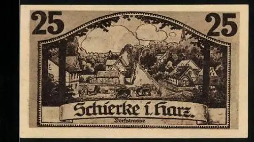 Notgeld Schierke i. Harz 1921, 25 Pfennig, Goethe, Faust und Mephisto, Dorfstrasse