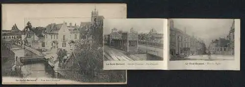 Leporello-AK La Ferté-Bernard, Vue sur l`Huisne, Entrée en ville, porte de ville, Rue Carnot, eglise N.-D.