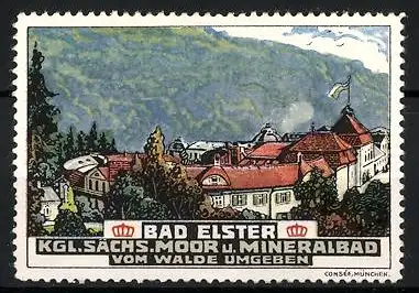 Reklamemarke Bad Elster, Kgl. Sächs. Moor- und Mineralbad, Kurhaus