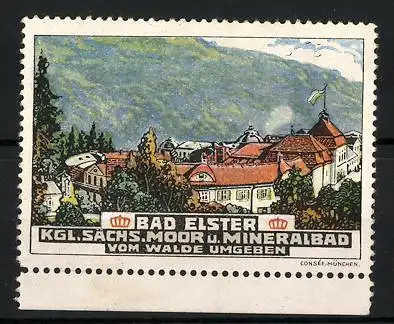 Reklamemarke Bad Elster, Kgl. Sächs. Moor- und Mineralbad, Kurhaus