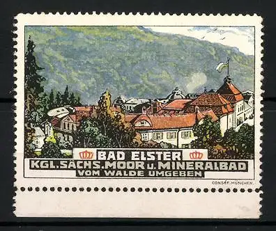 Reklamemarke Bad Elster, Kgl. Sächs. Moor- und Mineralbad, Kurhaus