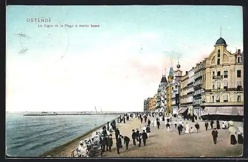 AK Ostende, La Digue et la Plage à marée basse