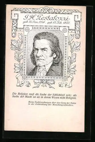 Künstler-AK C. Ranzenhofer: Verein Freie Schule Wien, J. H. Pestalozzi