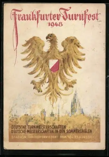 Künstler-AK Frankfurt, Turnfest 1948 im Stadion Sandhöferwiesen