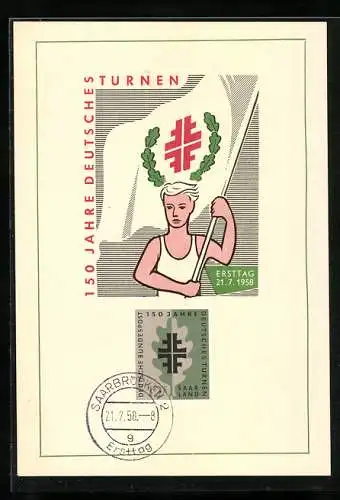 Maximum-AK 140 Jahre Deutsches Turnen, Ersttag 21,7.1958