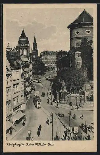 AK Königsberg i. Pr., Strassenbahnen auf dem Kaiser-Wilhelm-Platz