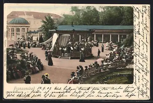 AK Franzensbad, Franzensquelle und Concertplatz