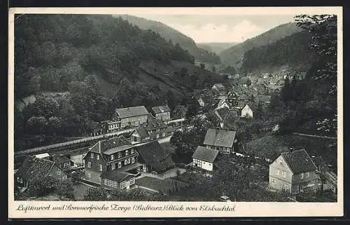 AK Zorge, Blick vom Elsbachtal, Bahnhof