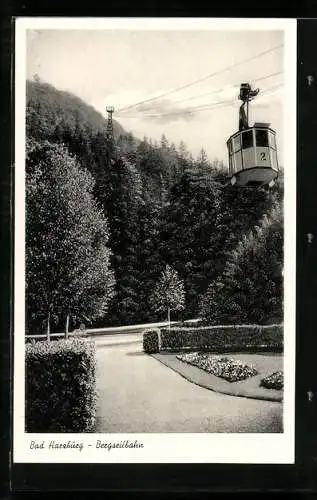 AK Bad Harzburg, Bergseilbahn über Park