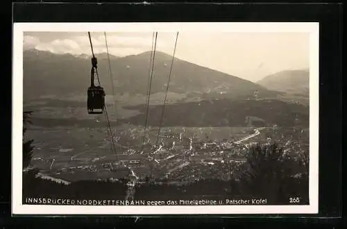 AK Innsbruck, Nordkettenbahn gegen das Mittelgebirge und Patscher Kofel