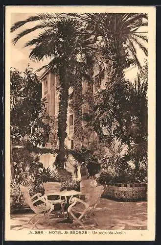 AK Alger, Hotel St-George, Un coin du Jardin