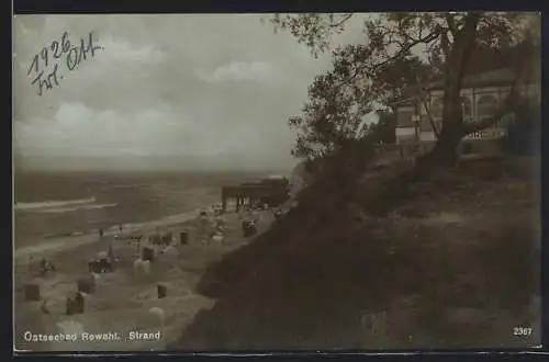 AK Rewahl, Blick auf Strand mit Strandkörben