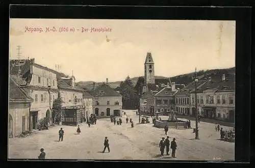 AK Aspang /N.-Ö., Passanten am Hauptplatz