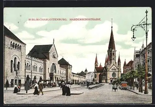 AK Berlin-Charlottenburg, Blick in die Hardenbergstrasse mit Gedächtniskirche