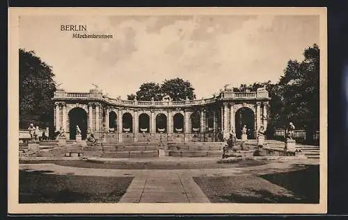 AK Berlin-Friedrichshain, Märchenbrunnen mit Märchen-Statuen