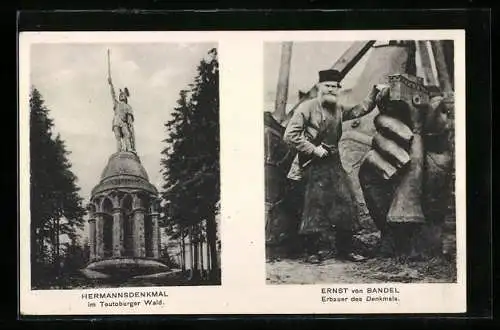 AK Hermannsdenkmal im Teutoburger Wald, Erbauer Ernst von Bandel