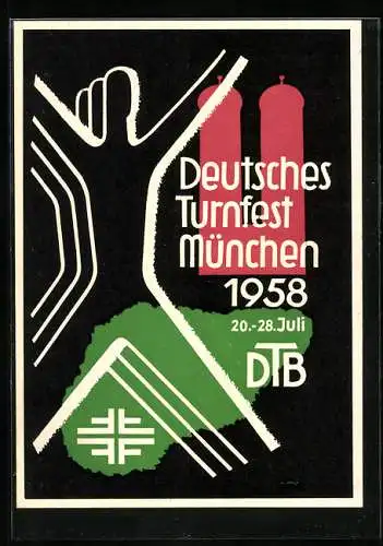 Künstler-AK München, Deutsches Turnfest 1958, DTB