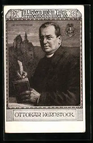 Künstler-AK Richard Assmann: In Liedern und in Taten - treudeutsch bis in den Tod, Ottokar Kernstock und Festenpurk