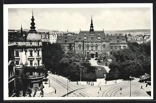 AK Brünn / Brno, Platzpartie am Deutschen Haus