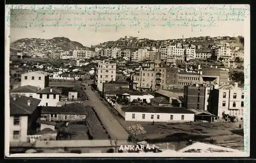 AK Ankara, Panorama mit Strassenpartie