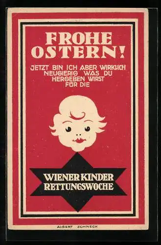 Künstler-AK Wien, Wiener Kinder-Rettungswoche, Wiener Jugendhilfswerk Rathausstrasse 9