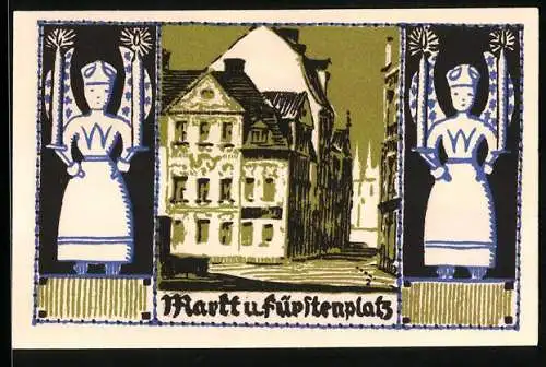 Notgeld Schneeberg 1921, 50 Pfennig, Markt und Fürstenplatz