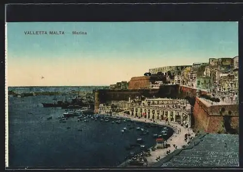 AK Valletta, Marina, Ortsansicht mit Hafen