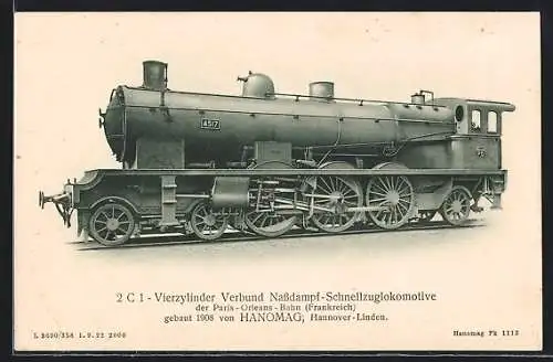 AK Französische Eisenbahn, Lokomotive No. 4517 der P. O.